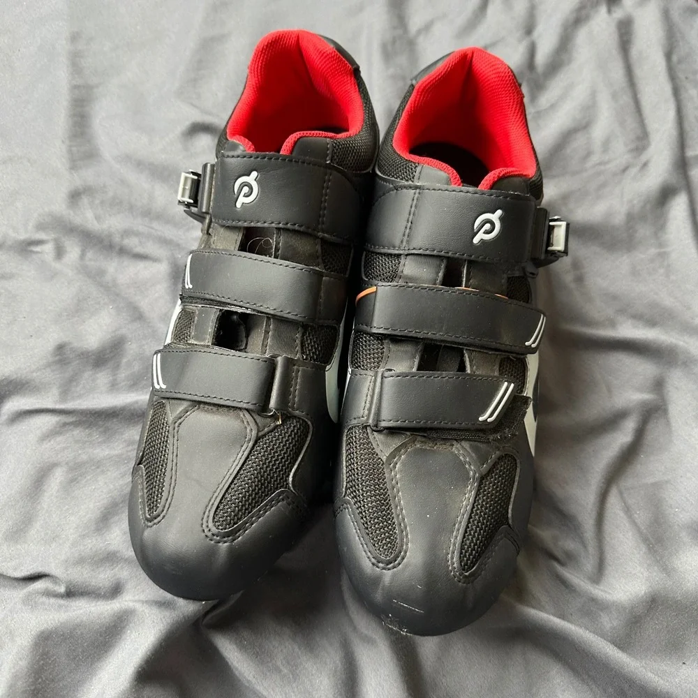 Peloton Cycling Shoes Black White Red Indoor Bike Cleats Mens 13 Womens 14 EU 47